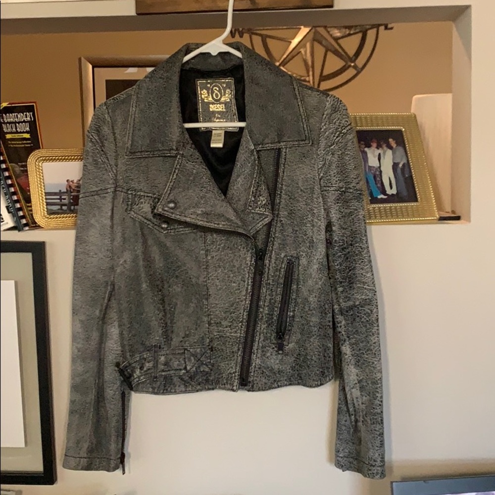 Diesel boyfriend cut cracked leather jacket.